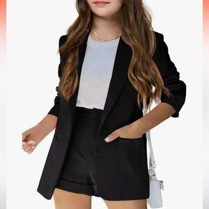 Girls Black Blazer and Short Set